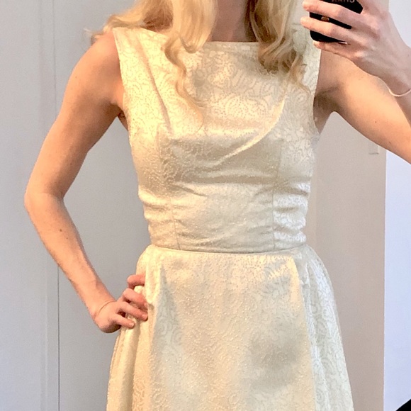 Vintage 50s silver dress with bow back - Picture 1 of 5